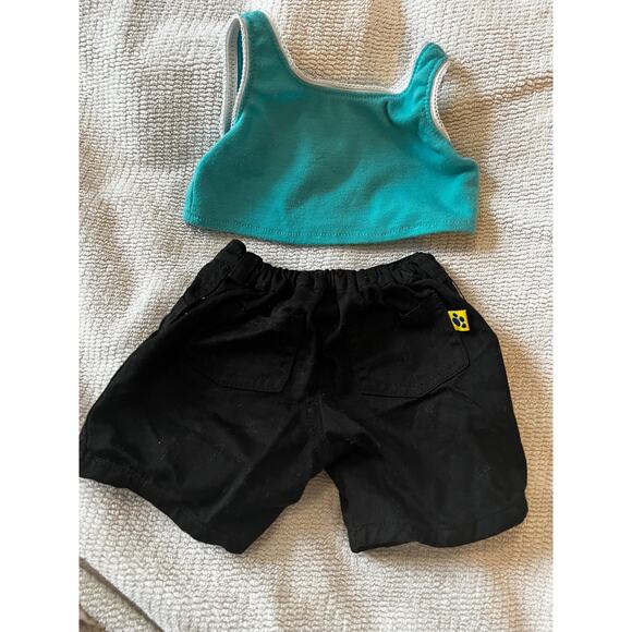 Build A Bear Tiny Tees Blue Tank Top Black Shorts Bear Clothing Set Size #G - Picture 2 of 9